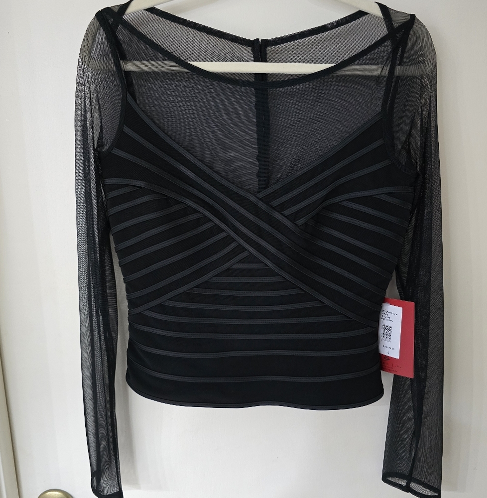 JS Collections Sheer Longsleeve Designer Formal Blouse Size 6 NWT